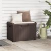 Patio Storage Box with Seat Cushion Brown 33 gal PP