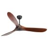 52 in. Indoor or Outdoor Matte Black Leaf Ceiling Fan Indoor Smart Ceiling Fan with 6 Speed Remote Control, DC Motor