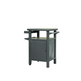 Grill Carts Outdoor with Storage and Wheels, Whole Metal Portable Table and Storage Cabinet for BBQ,Deck,Patio,Backyard(Dark Grey)