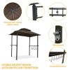 Outdoor Grill Gazebo 8 x 5 Ft, Shelter Tent, Double Tier Soft Top Canopy and Steel Frame with hook and Bar Counters, Brown