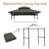 8x5Ft Grill Gazebo Replacement Canopy,Double Tiered BBQ Tent Roof Top Cover,Grey
