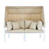 TOPMAX 3-Piece Patio Daybed with Retractable Canopy Outdoor Metal Sectional Sofa Set Sun Lounger with Cushions for Backyard, Porch, Poolside, Beige