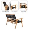 Patio Furniture Set Black Rope Furniture Set,Outdoor Conversation Sectional for Backyard Poolside, Garden