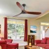 52 in. Indoor or Outdoor Matte Black Leaf Ceiling Fan Indoor Smart Ceiling Fan with 6 Speed Remote Control, DC Motor
