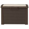 Patio Storage Box with Seat Cushion Brown 33 gal PP