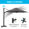 11 FT Cantilever Patio Umbrella, Round Outdoor Offset Umbrella with 360Â° Rotation & Tilt Adjustment without Base - Grey