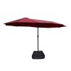 15x9ft Large Double-Sided Rectangular Outdoor Twin Patio Market Umbrella with light and base- red [Weekend can not be shipped, order with caution]