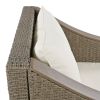 TREXM 4-Piece Rattan Outdoor Conversation Sofa Set with Wooden Coffee Table and Cushions Seating 5 People for Patio, Garden and Backyard (Brown Grey)