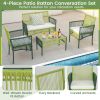 4 Piece Patio Round Wicker Conversation Set
