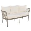 TREXM 4-Piece Rattan Outdoor Patio Conversation Set with Seating Set for 5 and Coffee Table for Porch, Backyard and Garden (Brown Grey)