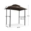 Outdoor Grill Gazebo 8 x 5 Ft, Shelter Tent, Double Tier Soft Top Canopy and Steel Frame with hook and Bar Counters, Brown