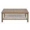 TREXM 4-Piece Rattan Outdoor Conversation Sofa Set with Wooden Coffee Table and Cushions Seating 5 People for Patio, Garden and Backyard (Brown Grey)