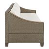 TREXM 4-Piece Rattan Outdoor Conversation Sofa Set with Wooden Coffee Table and Cushions Seating 5 People for Patio, Garden and Backyard (Brown Grey)