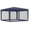 Party Tent with 4 Mesh Sidewalls Blue 13.1'x13.1' HDPE