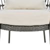 TREXM 4-Piece Rattan Outdoor Patio Conversation Set with Seating Set for 5 and Coffee Table for Porch, Backyard and Garden (Grey)