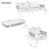 TREXM 4-Piece Outdoor Patio Conversation Set with Coffee Table and Soft Waterproof Cushions for Garden, Poolside and Backyard(Gray Rope+Beige Cushion)