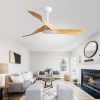 52 Inch Indoor Modern Ceiling Fan Without Light 6 Speed Remote 3 Solid Wood Blade Reversible DC Motor For Indoor&Outdoor