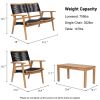 Patio Furniture Set Black Rope Furniture Set,Outdoor Conversation Sectional for Backyard Poolside, Garden