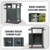 Grill Carts Outdoor with Storage and Wheels, Whole Metal Portable Table and Storage Cabinet for BBQ,Deck,Patio,Backyard(Dark Grey)