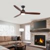 52 in. Indoor&Outdoor Solid Wood Ceiling Fan with light and Remote Control, Reversible DC Motor