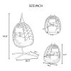 Egg Chair with Stand Indoor Outdoor Swing Chair Patio Wicker Hanging Egg Chair Hanging Basket Chair with Stand for Bedroom Living Room Balcony