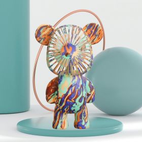 1pc Small Desktop Fan; Cute Bear Charging Fan; USB Charging; Portable; Suitable For Home Office Outdoor Travel (Style: B)