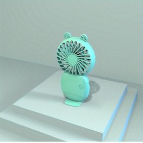 1pc Portable USB Chargeable Mini Fan; Handheld Fans With Base For Desktop; Outdoor Hand Hold Fan With Phone Holder (Color: Green Snail)