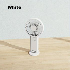 1pc Portable USB Chargeable Mini Fan; Handheld Fans With Base For Desktop; Outdoor Hand Hold Fan With Phone Holder (Color: White)