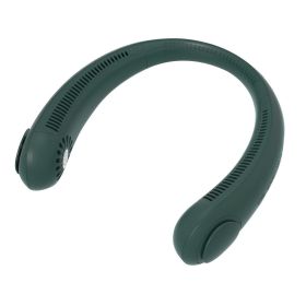 Leafless Hanging Neck Fan Strong Wind Ultra-Long Battery Life Indoor And Outdoor Portable Hanging Neck Small Fan (Color: GREEN)