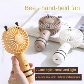 New Little Bee Hand-held Fan Student Mini Portable Fan Office Mute USB Charging Electric Fan outdoor Camping Air (Color: yellow)
