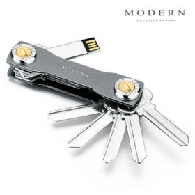 2023 Modern-Brand Aluminum Key Wallet DIY Keychain EDC Pocket Key Holder Key Organizer (Color: grey)