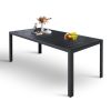 71" Outdoor Patio Dining Table for 6-8 Rectangular Table with Aluminum Frame, Black/Brown and White