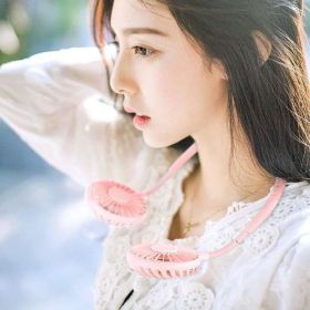 1pc Summer Outdoor Hanging fan  Through USB Interface Can Charge Small Electric Ventilation equipment 3-speed Hanging Fan (Color: Pink)