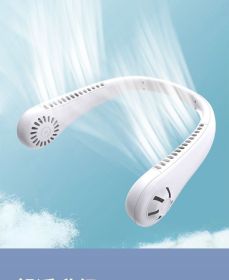 New Mini Neck Mounted Fan Portable Bladeless Neck Rechargeable Air Cooler Mini Summer Sports Fan Outdoor (Color: GREEN)