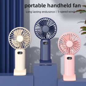 USB Handheld Mini Fan Portable Fans 5 Speed USB Rechargeable Fan Mini Silent Five Speed Adjustable Outdoor Travel Small Fan (Color: White)