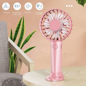 Portable USB Chargeable Mini Fan Handheld Fans with Base Summer Outdoor 3 Speed Adjustable Air Cooling Fan with Phone Holder (Color: White)