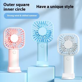 Mini handheld folding small fan big wind student office white collar indoor outdoor portable USB charging electric fan long life (Color: Pink)
