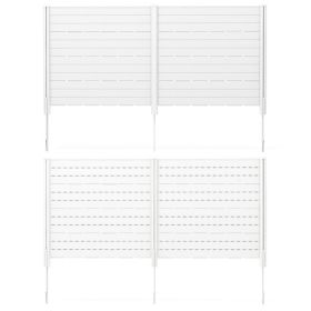 Outdoor Privacy Fence Screen with 5 Ground Stakes for Garden Yard Patio (Color: White)