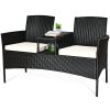 Wicker Patio Conversation Furniture Set with Removable Cushions and Table