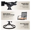 MEOOEM Patio Dining Set  Bistro Set Outdoor Furniture Square Bistro Metal Table Side Table and Swivel Dining Chairs with Cushion