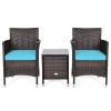 3 Pieces Ergonomic Wicker Patio Conversation Set