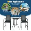 3 Pieces Outdoor Patio Bar Table Stool Set