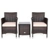 3 Pieces Ergonomic Wicker Patio Conversation Set