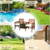 3 Pieces Outdoor Patio Table Chairs Set Acacia Wood Loveseat